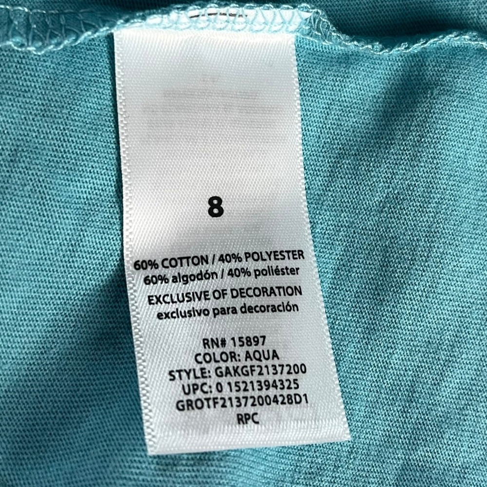 365 Kids from Garanimals Long Sleeve Ruffle Tee Girls 8 Aqua Positive Influencer - Picture 4 of 15